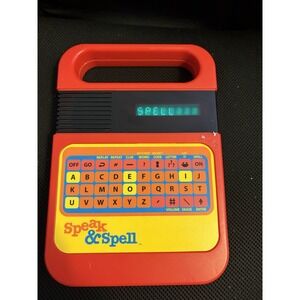 Speak & Spell Electronic Learning Toy Red Yellow Tested Works Basic Fun 09624
